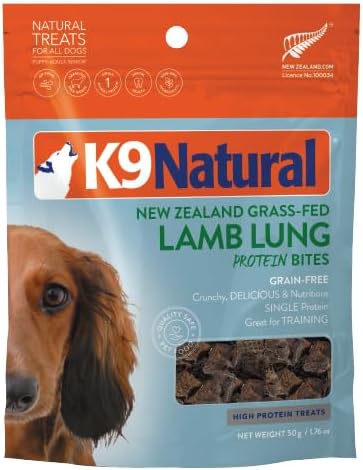 K9 Natural - Grain-Free Air Dried Dog Treat Protein Bites - Lamb Lung, 1.76oz