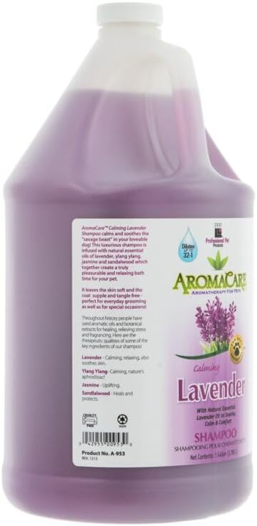 PPP AromaCare Calming Lavender Shampoo for Dogs with Anxiety - Relax Anxious Dogs Instantly - Lavander Oil & Ylang Ylang for a Soothing Bath Time - 1 Gallon