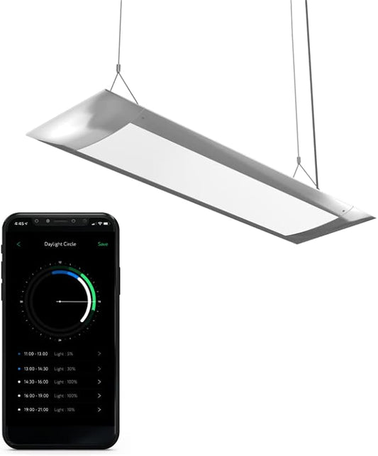 ONF Flat One+ 24 in 24/7 Cycle Aquarium Light, Blue White Full Spectrum Colorfull LED Light, Fish Tank Light Brightness Dimmable & Color Temperature APP Controlled, Sunrise & Sunset, Pendant Style