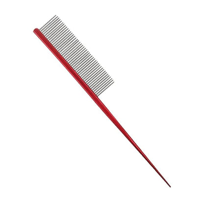 Pet Grooming Comb Rat Tail Comb Cat Hair Trimmer Combs Dog Hairstyle Comb Float Hair Removal Dematting for Cat Dogs Cat Comb Dog Comb Rounded Ends Pet Hair Comb for Home Grooming (One Size,red 1)