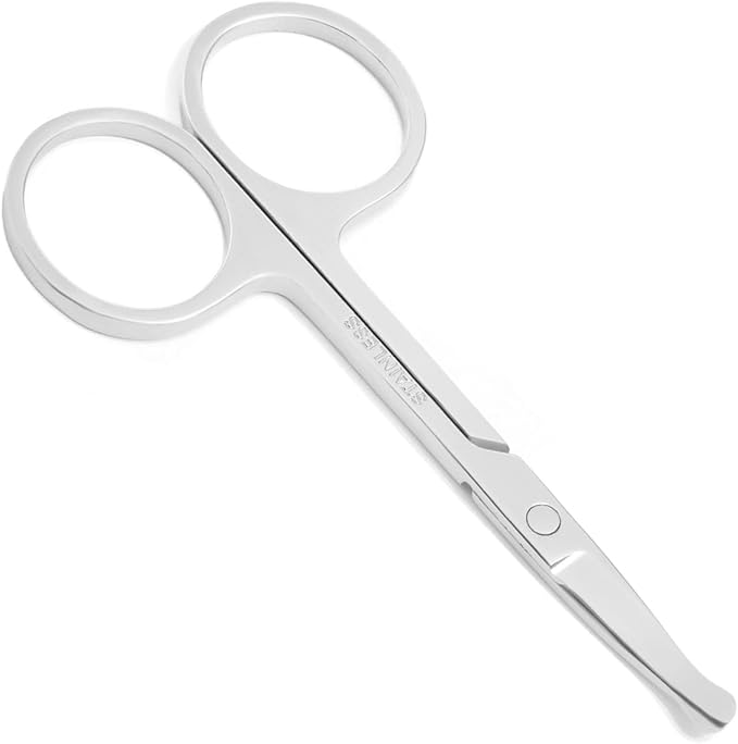 3.5 Inch Silent Pet Grooming Tiny Safety Scissors for Cats & Dogs - Quiet Alternative to Electric Clippers for Sensitive Pets (Silver-Curved)