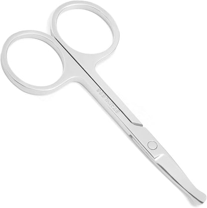 3.5 Inch Silent Pet Grooming Tiny Safety Scissors for Cats & Dogs - Quiet Alternative to Electric Clippers for Sensitive Pets (Silver-Curved)