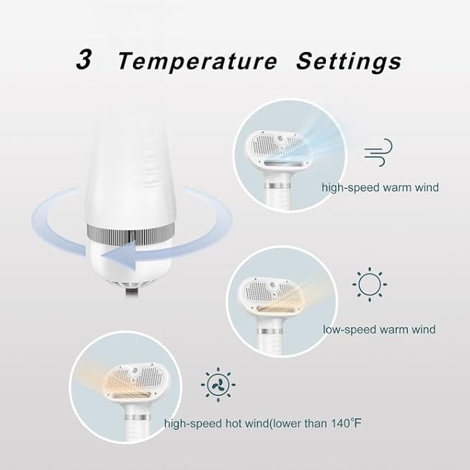 3-in-1 Pet Grooming Tool - Hair Dryer with Slicker Brush & Steam Spray, Self-Cleaning Deshedding Brush with USB Rechargeable for Dogs/Cats, Ideal for Home & Travel