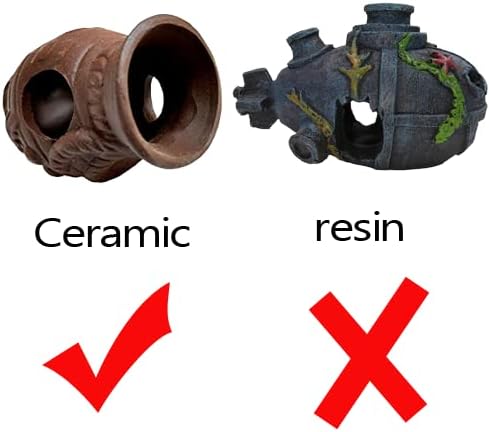 Ceramic Shelters, 2 pcs, Fish Tank Accessories, Fish House, Swim Holes Aquatic, Aquarium Cave for Freshwater and Saltwater Fish Tank, Pets to Breed, Play and Rest Decor (Pot)