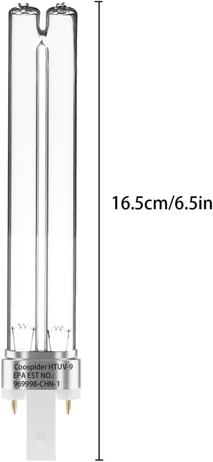 4 Pack 9 WATT UVC PL-S9/TUV G23 Base Replacement UV Light Bulb for Outdoor Pond Clarifier Compatible with JUP-01 UVE9 CF400 CF500 UVCP-9 UV Light for Aquarium