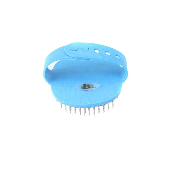 Emours Dog Grooming Brush, Pet Shampoo Bath Brush Soothing Massage Rubber Comb with Adjustable Ring Handle for Long Short Haired Dogs and Cats