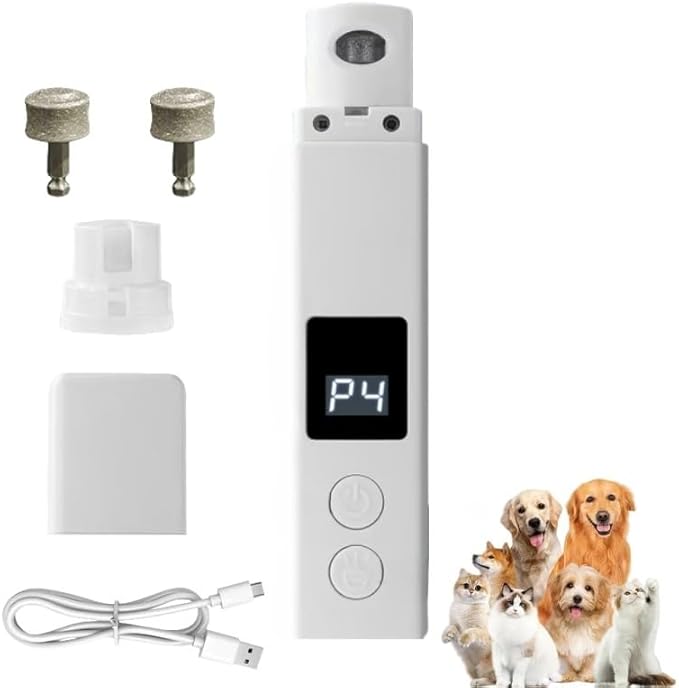Dog Nail Trimmers, 4-Speed Dog Nail Grinder, Painless & Quiet Pet Nail Trimmer for Large Dogs, Medium & Small Dogs/Catsï¼2 Grinder Wheelsï¼