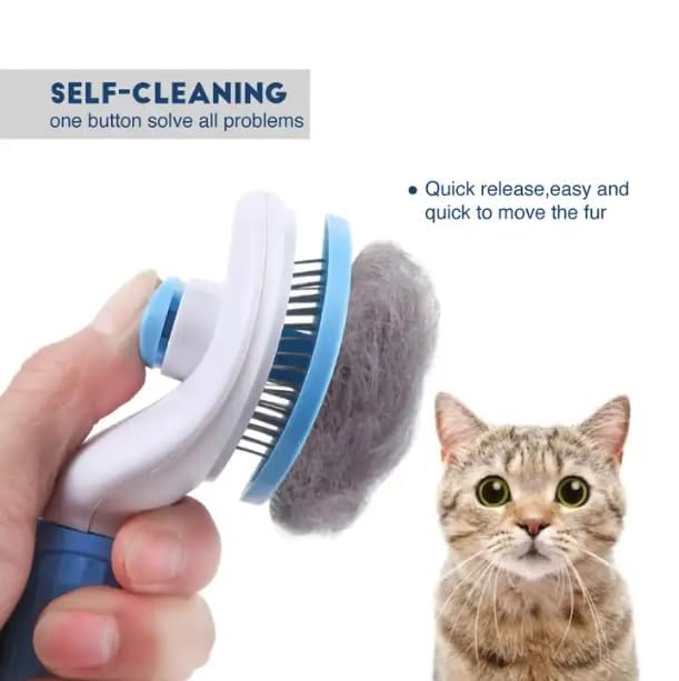 Cat brush, brush for long haired cats and dogs. Pet Self Cleaning Brush Hair Remover Grooming Comb Dog Cat Massage Brush. (GRAY)