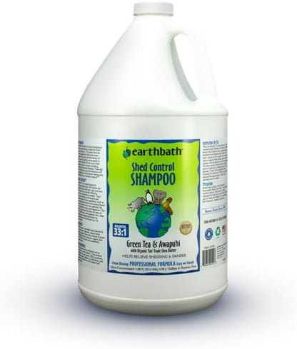 earthbath, Green Tea & Awapuhi Shed Control Dog Shampoo - Cruelty Free Dog Shampoo, Helps Relieve Shedding & Dander, Gentle Dog Wash, Made in USA, Dog Bathing Supplies - 128 Oz (1 Pack)