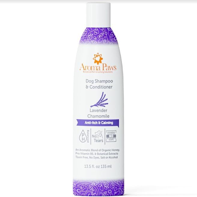 Dog Shampoo and Conditioner - Aromatic Tearless Shampoo for Cleansing, Grooming, and Conditioning - Moisturizing Shampoo for Dogs and Puppies - Lavender Chamomile 13.5 oz