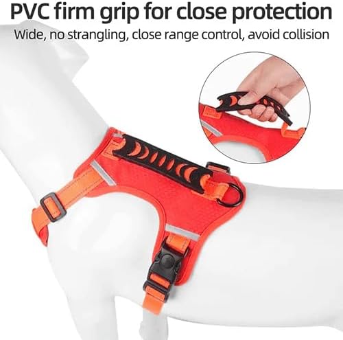 Dog Harness, No Pull Service Vest, Reflective Strips, Control Handle, Soft Padded, Adjustable and Comfortable for Easy Walking (Red, E-Small)