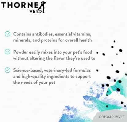 ThorneVet ColostrumVET Supplement for Dogs & Cats – Bovine Colostrum Powder to Boost Immunity, Digestive Health, & Vitality – Rich in Antibodies, Amino Acids, & Vitamins - 112 Scoops