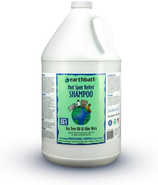 earthbath, Hot Spot Relief Pet Shampoo - Tea Tree Oil Hot Spot Treatment for Dogs, Best Dog Shampoo for Itching & Skin Conditions, Made in USA, Cruelty Free Itch Relief for Dogs - 128 Oz (1 Pack)