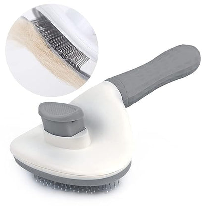 Cat brush, brush for long haired cats and dogs. Pet Self Cleaning Brush Hair Remover Grooming Comb Dog Cat Massage Brush. (GRAY)