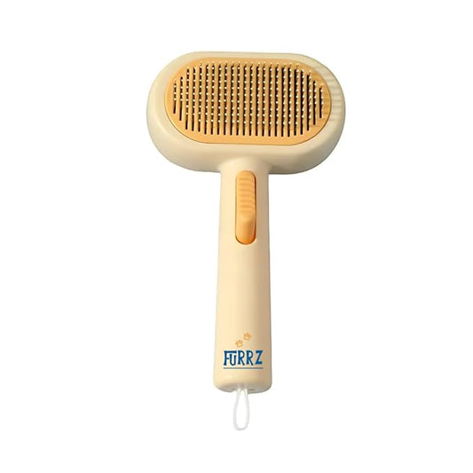 Self-Cleaning Slicker Brush for Dogs & Cats  Effective Pet Grooming & Deshedding Tool, Gentle & Skin-Safe, Ideal Dog Brush for Small, Medium & Large Breeds (Yellow)