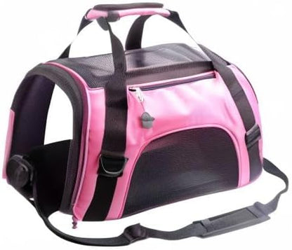 Cat Carrier,Soft-Sided Pet Travel Carrier for Cats,Dogs Puppy Comfort Portable Foldable Pet Bag Airline Approved (LightPink)