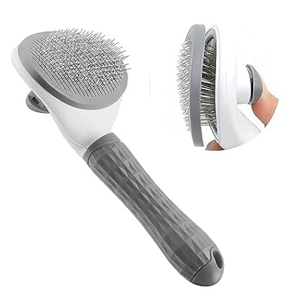 Cat Brush for Shedding, Pet Grooming Cat Brush with Release Button, Self Cleaning Slicker Brush for Cats and Dogs, Long and Short Fur Cat Deshedding Brush To Remove Loose Undercoat, Tangles, Knot