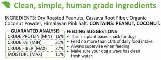 Peanut Butter Nutrition Bars for Dogs, 0.7 Ounce, 16-Pack (Coconut) Dog Treat, 100% Natural Dog Peanut Butter, Stuff Toy, Snuffle mat, Semi-Moist Dog Snack, Made in The USA