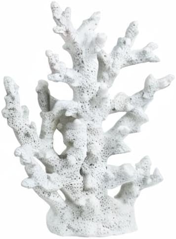 PINVNBY Artificial Coral Ornament Aquarium Sea Plants Decoration Underwater Craft Resin Fish Tank Landscape (White)