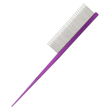 Pet Grooming Comb Rat Tail Comb Cat Hair Trimmer Combs Dog Hairstyle Comb Float Hair Removal Dematting for Cat Dogs Cat Comb Dog Comb Rounded Ends Pet Hair Comb for Home Grooming (One Size,purple 4)