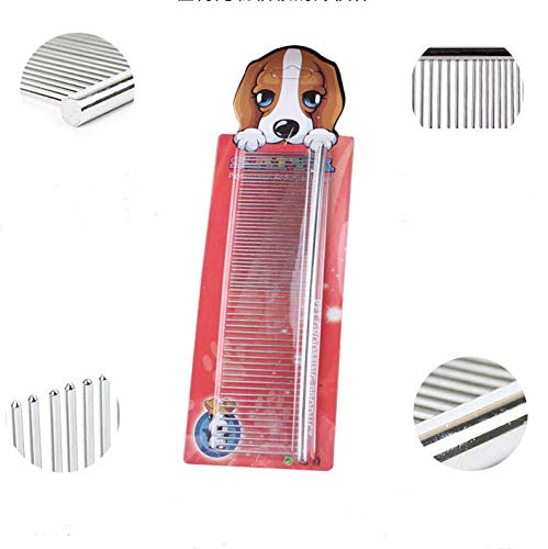 Dog Metal Comb 7.5inch Dogs Dematting Tool Pet Grooming Comb Stainless Steel Teeth Cats Pubby Comb for Removing Hair (L: 19x5cm)
