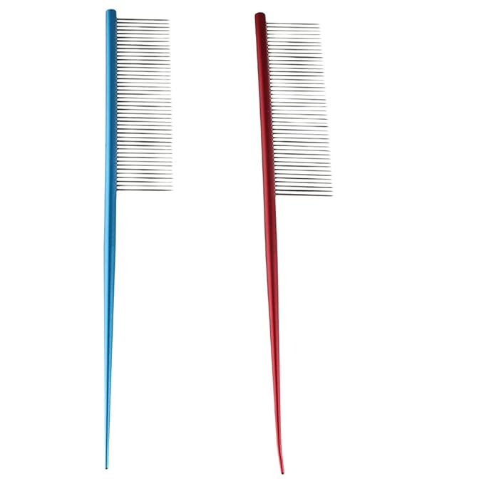 2Pcs Pet Hair Comb, Dog Grooming Comb with Stainless Steel Teeth Professional Pet Dematting Tool, Prevents Knots and Mats for Cat Dog Small Medium Pets