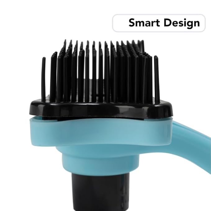 Dog and Cat Brush - Self Cleaning Pet Brush - Pet Hair Brush Accessories - Dog Deshedding Brush for Grooming Dogs, Cats, Rabbits - Shedding Tool for Pets with Short & Long Hair