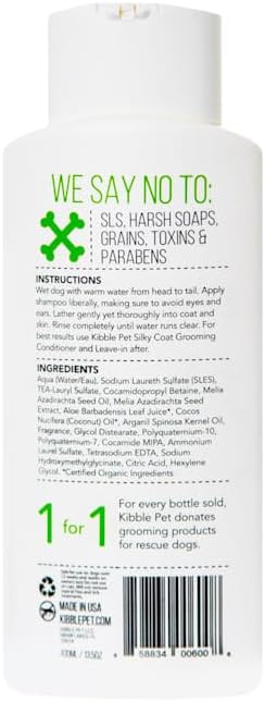 Pet Shampoo Professional Grooming Wash, Dog Coat Moisturizer, Aloe Vera Honey Scent, Deodorizing Coat for Long Lasting Odor Control, Hypoallergenic, Certified Organic, Made in The USA, 13.5 oz