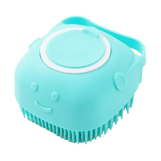 Dog Brush  Cat Brush  Shampoo Dispensing Scrubber  Soft Silicone Design  Hanging Loop  For All Skin Types  Grooming, Deshedding and Exfoliating, Blue