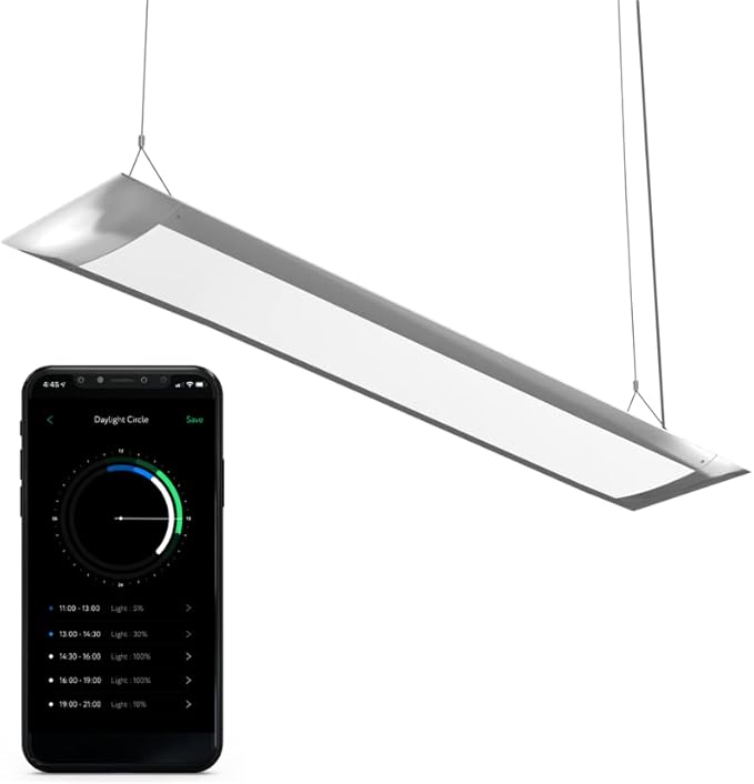 ONF Flat One+ 36 Inch 24/7 Cycle Aquarium Light, Blue White Full Spectrum Colorfull LED Light, Fish Tank Light Brightness Dimmable & Color Temperature APP Controlled, Sunrise & Sunset, Pendant Style