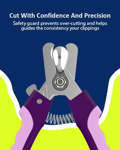 WePet Dog Nail Clippers U10.1, Dog Nail Trimmer Large Breed with Quick Sensor, Razor Sharp Blade Professional Pet Nail Clipper with Safety Guard and Nail File, Purple