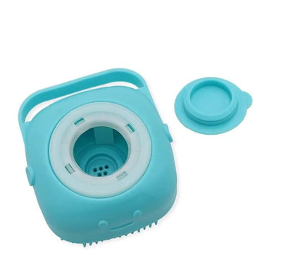 Dog Brush  Cat Brush  Shampoo Dispensing Scrubber  Soft Silicone Design  Hanging Loop  For All Skin Types  Grooming, Deshedding and Exfoliating, Blue