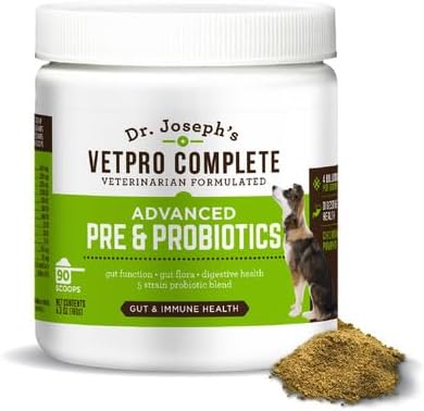 Dr. Joseph's VetPro Complete Advanced Powdered Pre & Probiotics for Dogs, 90 Scoops, Supports Gut Health, Diarrhea, Digestive Health & Seasonal Allergies, Chicken/Pumpkin Flavor, Add to Food