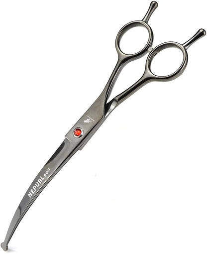 7.0" Dog Scissors Pet Grooming Kit Round-tip Safety Scissors Fishbone Teeth Shears with Forceps Hairdressing Hair Styling Tool Gift Set 5 Pieces (Black)