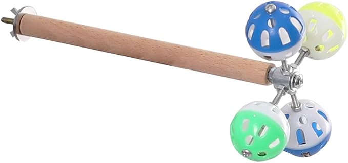 Bird Perch Toy with Rotating Balls, Parrot Stand, Spinning Perch Toy for Parakeets, Budgies, Cockatiels, Budgerigars, Conures, Parrotlets