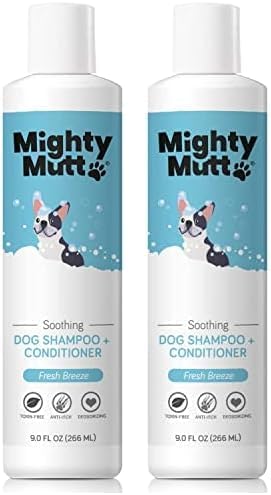 Mighty Mutt Natural and Hypoallergenic Dog Shampoo & Conditioner | Anti-Itch, Deodorizing and Soothing Dog Shampoo for Smelly Dogs (9oz.) (Pack of 2)