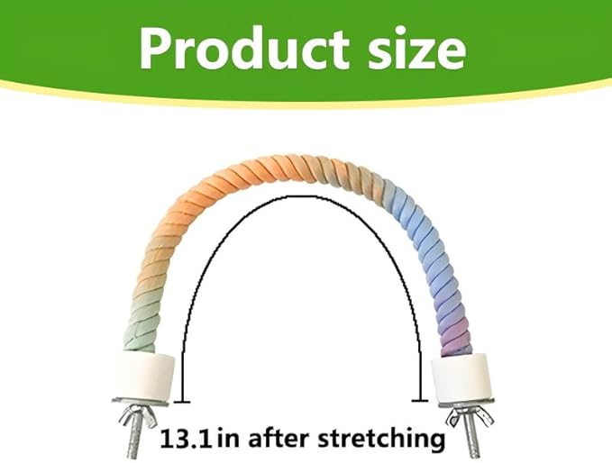 2Pcs Rope Perches for Bird Cages, Rope Perch for Parrots, Cockatiels & Parakeets, Bird Cage Accessories(S)