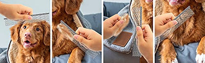 Dog Metal Comb 7.5inch Dogs Dematting Tool Pet Grooming Comb Stainless Steel Teeth Cats Pubby Comb for Removing Hair (L: 19x5cm)