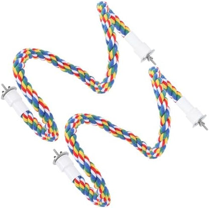 Cotton Rope Bird Perch, Spiral Bungee Toys for Parakeets, Cockatiels, Conures, Lovebirds, Finches, 23.6 Inch, 2 Pack