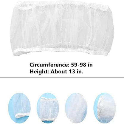 ISMARTEN Bird Cage Seed Catcher Mesh Skirt Cover, White, Foldable, 59-98 in Circumference, 13 in Height, Prevent Scatter and Mess
