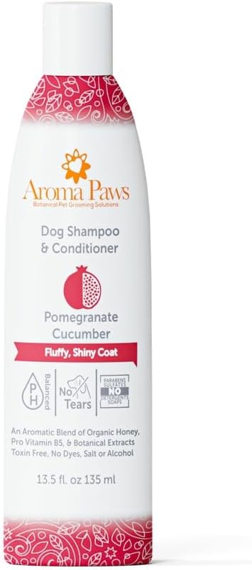 Dog Shampoo and Conditioner - Aromatic Tearless Shampoo for Cleansing, Grooming, and Conditioning - Moisturizing Anti Itch Shampoo for Dogs and Puppies - Pomegranate Cucumber 13.5 oz