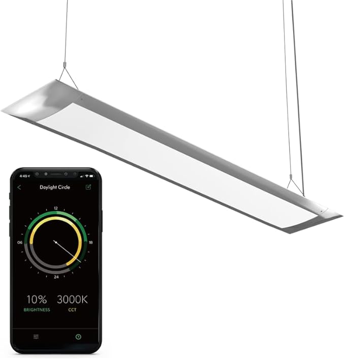 ONF Flat One+ 36 Inch 24/7 Cycle Aquarium Light, Yellow White Full Spectrum Colorfull LED Light, Fish Tank Light Brightness Dimmable & Color Temperature APP Control, Sunrise & Sunset, Pendant Style