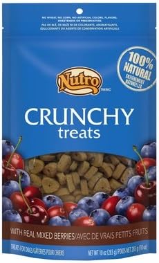 Nutro Crunchy Dog Treats 2 Flavor Variety Bundle: (1) Nutro Crunchy Dog Treats with Real Peanut Butter and (1) Nutro Crunchy Dog Treats with Real Mixed Berries, 10 Ounces Each (2 Bags Total)