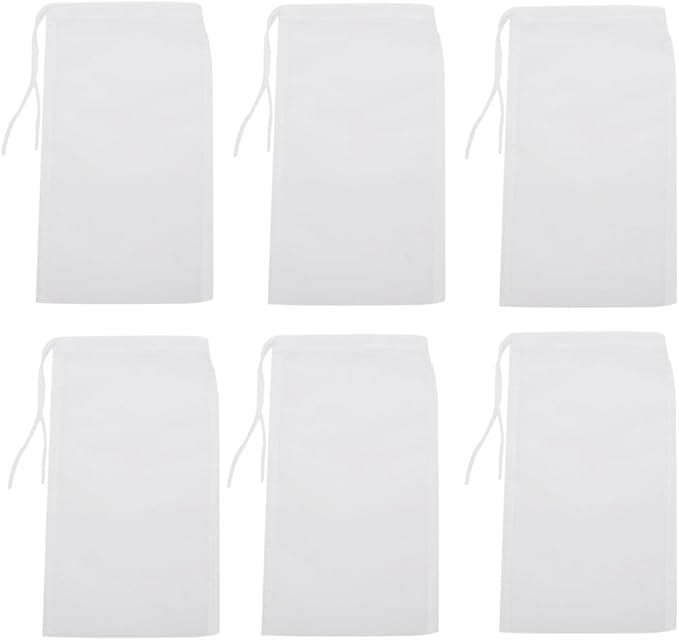 6Pack Fine Media Filter Bag for Aquarium 180 Micron Extra Fine Drawstring Filter Bags Reusable Nylon Media Bags for Fish Tank(Fine,3.5''x8.2'')