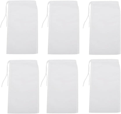 6Pack Fine Media Filter Bag for Aquarium 180 Micron Extra Fine Drawstring Filter Bags Reusable Nylon Media Bags for Fish Tank(Fine,3.5''x8.2'')