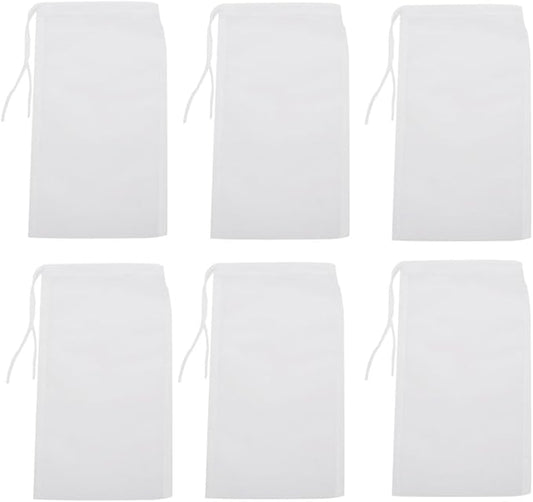 6Pack Fine Media Filter Bag for Aquarium 180 Micron Extra Fine Drawstring Filter Bags Reusable Nylon Media Bags for Fish Tank(Fine,3.5''x8.2'')