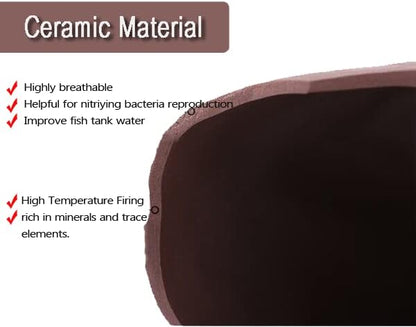 Ceramic Shelters, 2 pcs, Fish Tank Accessories, Fish House, Swim Holes Aquatic, Aquarium Cave for Freshwater and Saltwater Fish Tank, Pets to Breed, Play and Rest Decor (Pot)