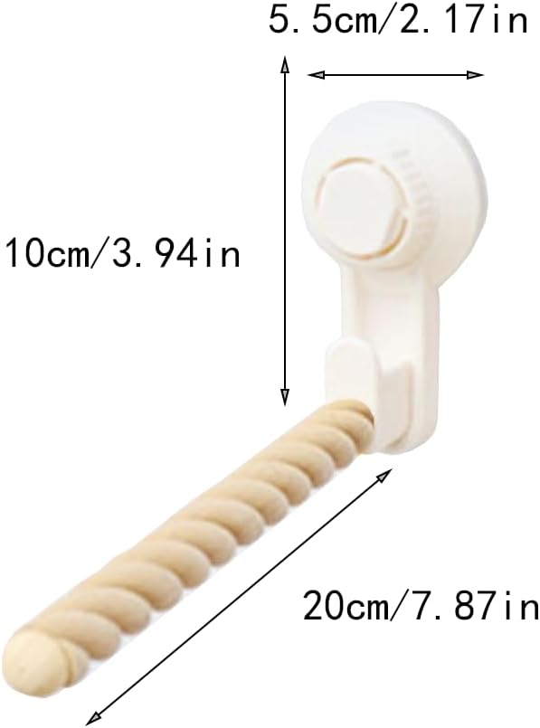 Bird Perch Stand, Bird Toys for Parakeets, Cockatiel, Parrot, Conure, Budgie, Lovebird, Movable with Suction Cup, White, Wood, ABS Plastic