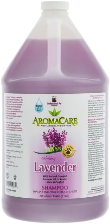 PPP AromaCare Calming Lavender Shampoo for Dogs with Anxiety - Relax Anxious Dogs Instantly - Lavander Oil & Ylang Ylang for a Soothing Bath Time - 1 Gallon