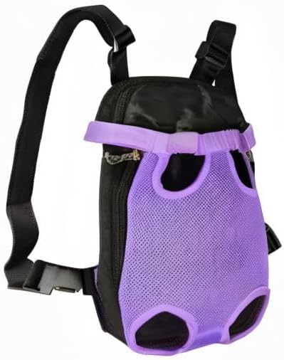 FEimaX Dog Carrier Backpack Pet Legs Out Front Cat Travel Bag, Adjustable Puppy Backpacks Carriers Hands-Free for Small Medium Dogs Cats Hiking Traveling Camping Daily Walking (Large, Purple)